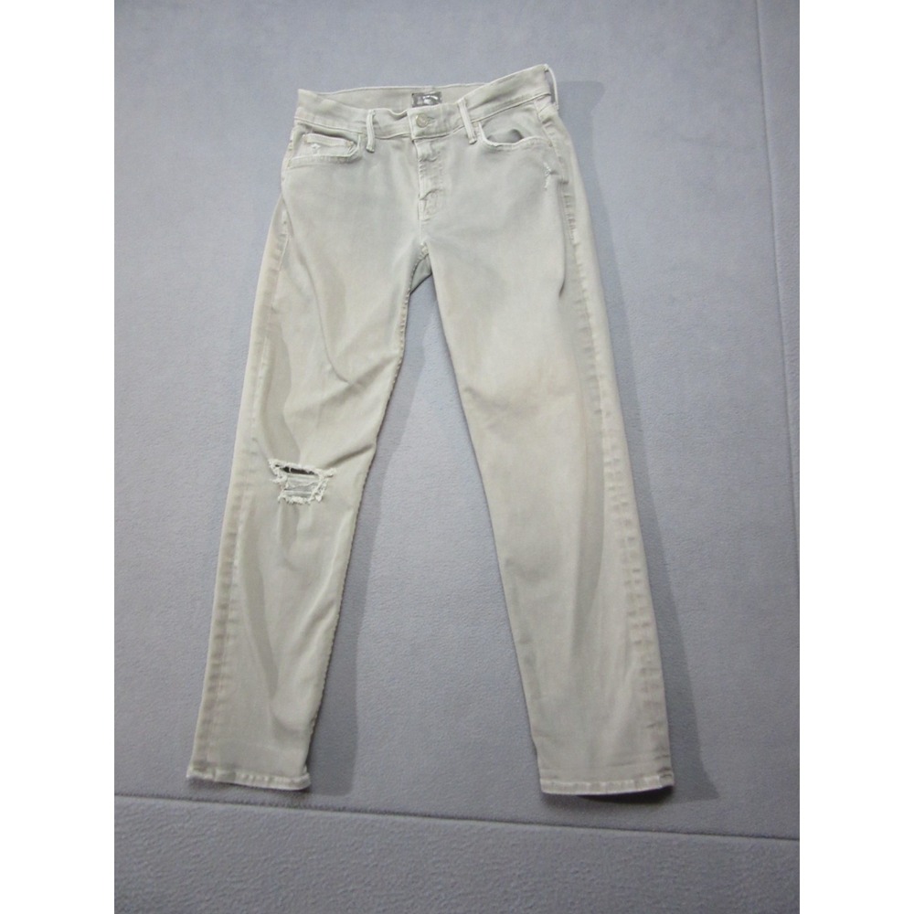 Mother Jeans Womens 24 Gray The Dropout Blow Out Skinny Distressed Low Rise